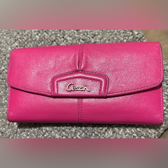 Coach Accessories - Hot pink coach wallet with silver accents